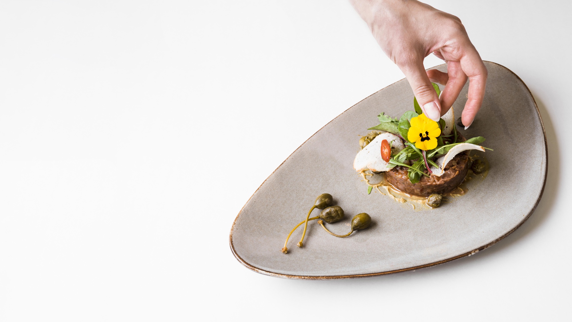 Finished plated starter with garnish
